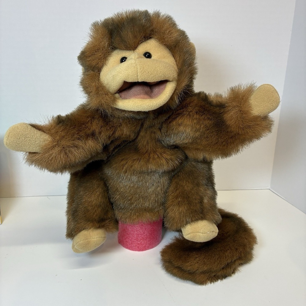 Folkmanis Hand Puppet Plush Chimp Monkey Long Tail Plush Stuffed Animal Toy